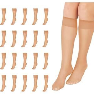 Leggs Everyday Plus Size Knee Highs Sheer Toe Suntan 10 Pr New